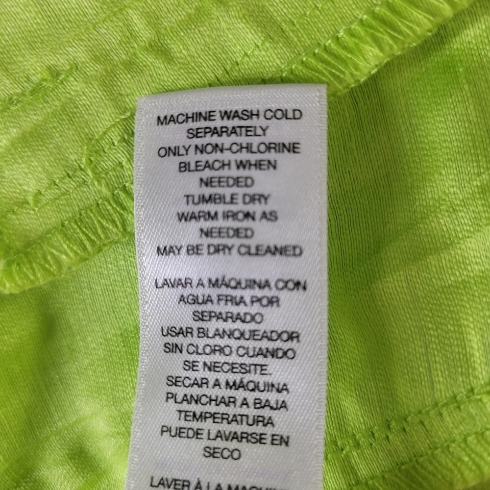 Chicos Blazer Size 0 S 4 Neon Green Open Front Embroidered Pockets Linen Blend
